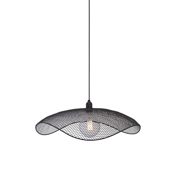 Druciana lampa wisząca kapelusz Vivi czarna 61cm